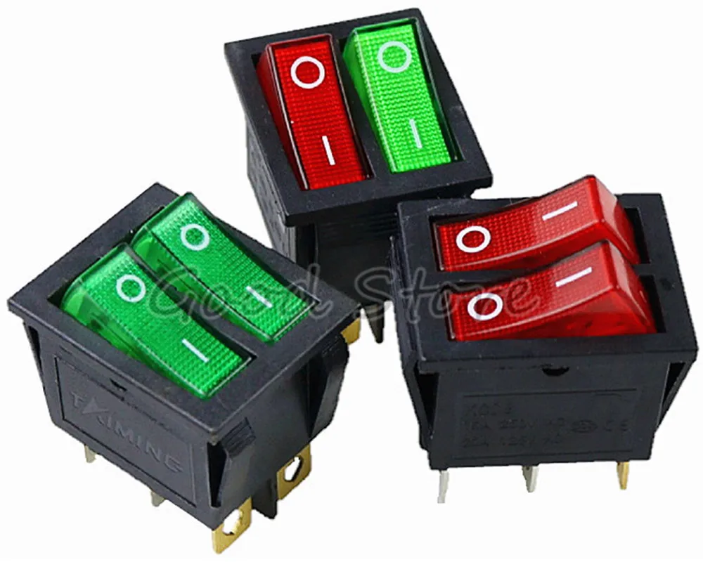 1 шт. KCD8 6PIN 16A 250V 20A 125V двойной светильник кулисный переключатель Водонепроницаемый ВКЛ-ВЫКЛ