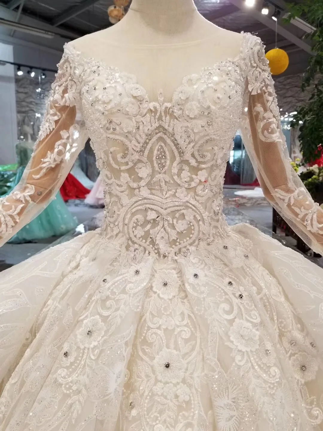 Ryanth Robe De Mariee 2019 новое бальное платье с длинным рукавом и круглым вырезом