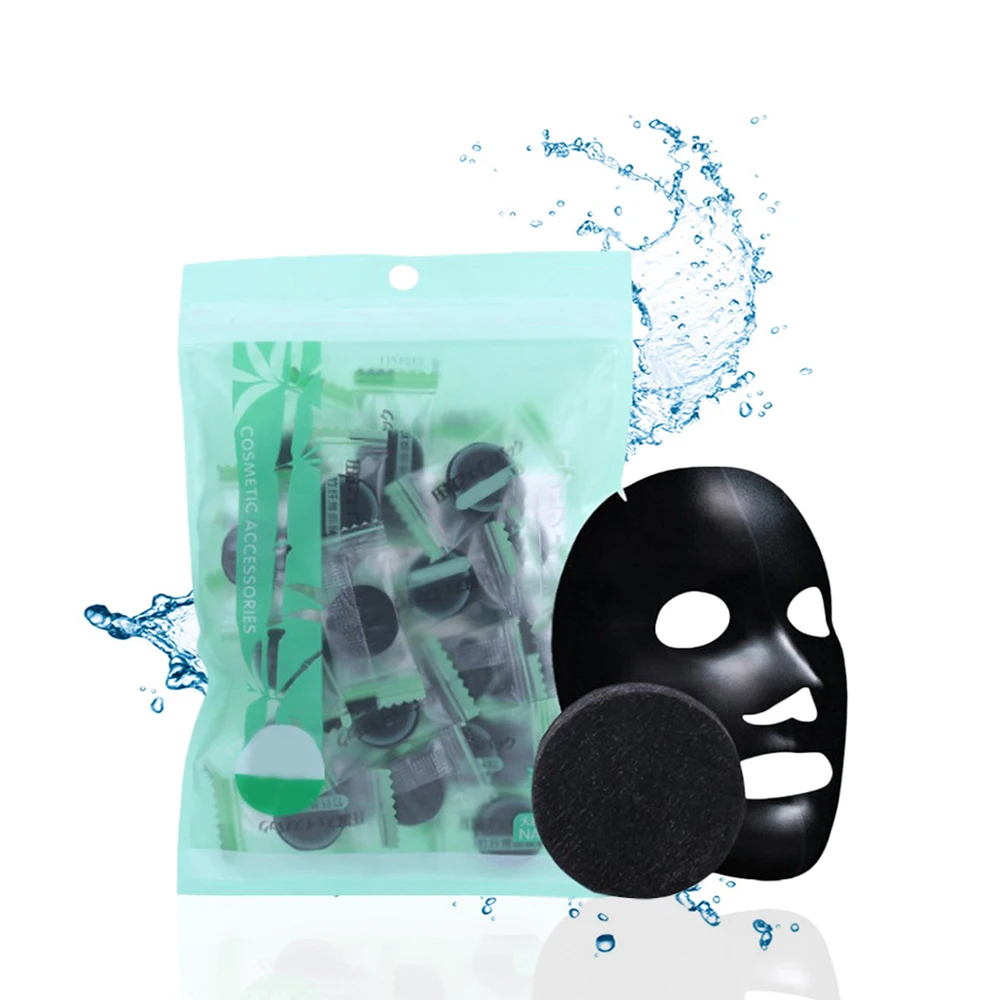Горячая продажа 30 шт Черная сжатая маска одноразовая черная для лица бумага уход