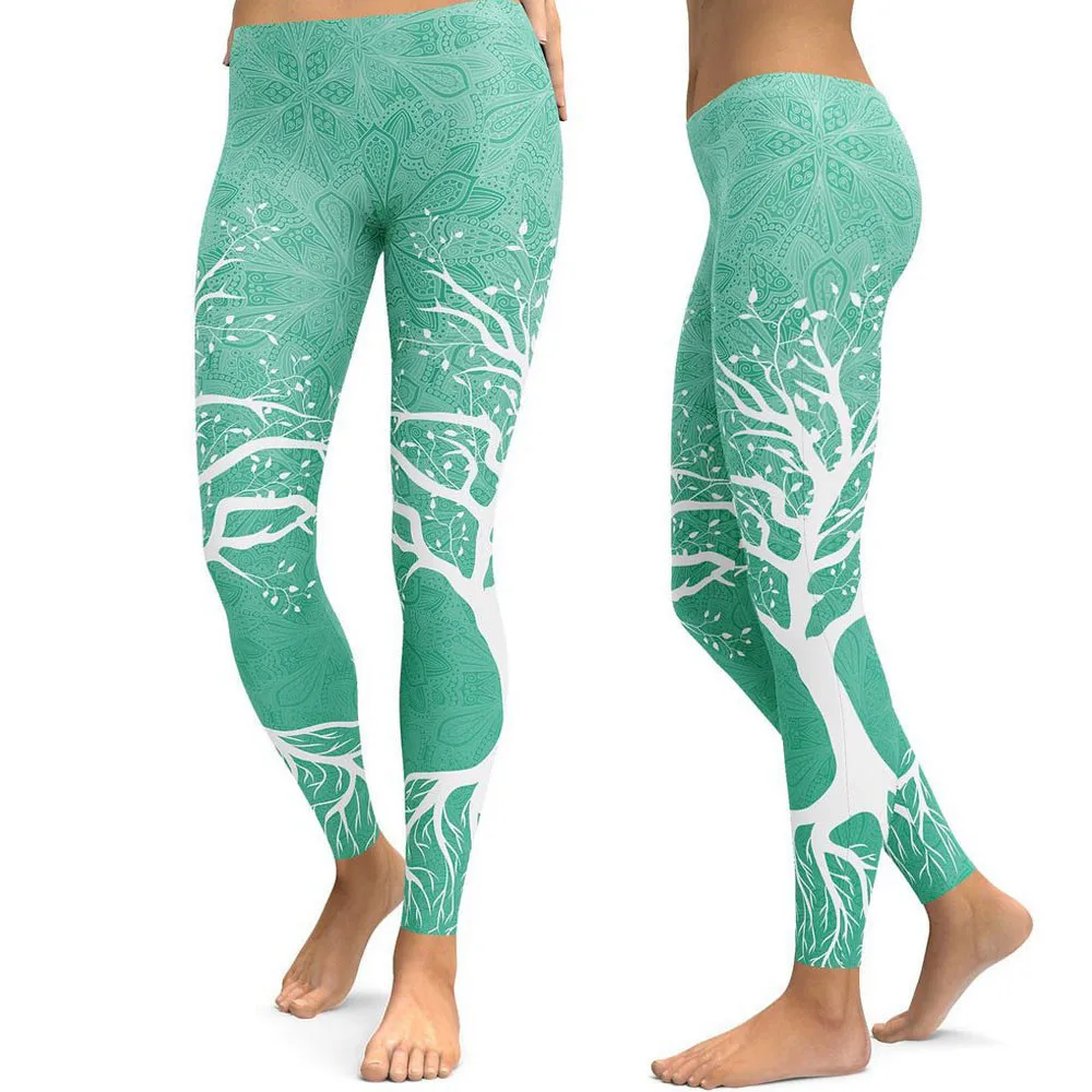 Штаны для йоги с принтом женские Уникальные леггинсы фитнеса спортивные