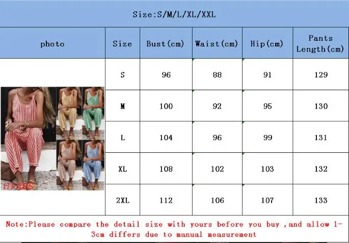 

Casual Women Boho Striped Playsuit Jumpsuit Rompers Summer Beach Long Leg Trousers Pant