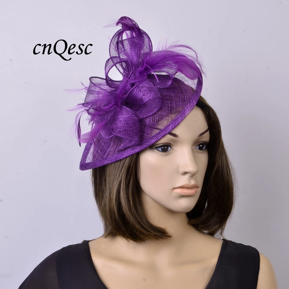 Женская Вуалетка Sinamay бирюзовая синяя черная золотая шоколадная фиолетовая