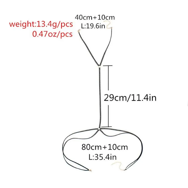 Женская летняя цепочка с заклепками черная пляжная в стиле панк BC080 2020|body jewelry