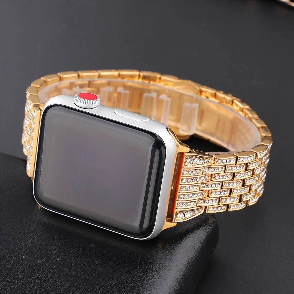 Модные рифленая нержавеющая сталь браслет для наручных часов Apple Watch, версии 40/44/38 мм/42 мм, ремешок для запястья серии 5, 4, 3, 2, 1, с металлическим ремнем