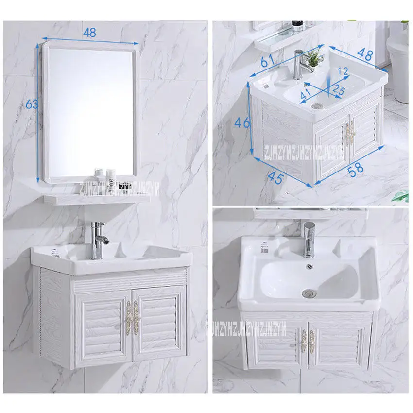 E tap Basin Cabinet 4860C-2 Мини Простой настенный шкаф для раковины, керамический стол для мытья ванной комнаты, шкаф для маленькой комнаты, алюминиевый шкаф с зеркалом - Цвет: E tap Basin Cabinet