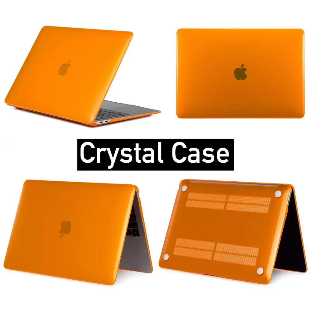 Orange-crystal MQTALLIN, матовый/Кристальный чехол для ноутбука MacBook Pro retina Air 11 12 13 15 дюймов, для Mac book new pro/Air 13, чехол - Цвет: Orange-crystal