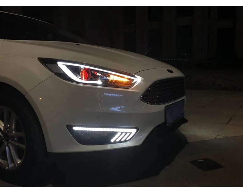 Автомобильный Стайлинг в сборе для Ford Focus- фары светодиодный фары DRL Объектив Двойной Луч Биксенон HID автомобильные аксессуары - Цвет: with red evil eye