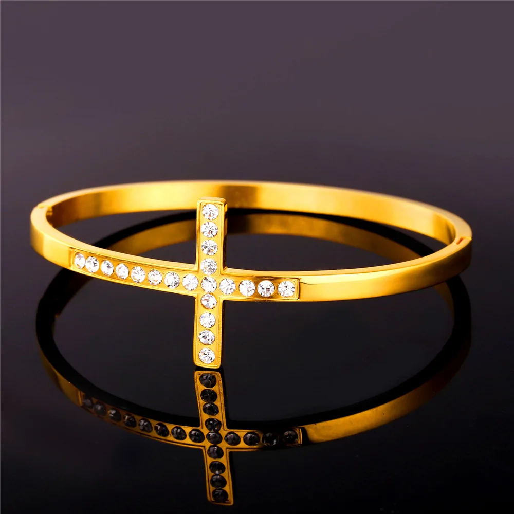 U7 Нержавеющей Стали Браслет Для Женщин Оптом Ювелирные Изделия Стразы