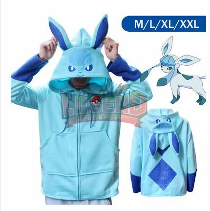 Glaceon Косплей Легенда Покемон lets go костюм на Хэллоуин Аниме Покемон Eevee толстовки Косплей куртки для мужчин и женщин пальто - Цвет: Glaceon