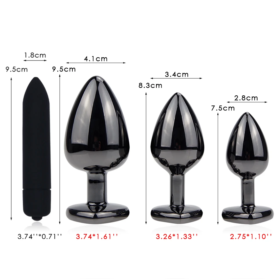 DOMI Анальная пробка из нержавеющей стали в форме сердца вибратор Вагина анальные