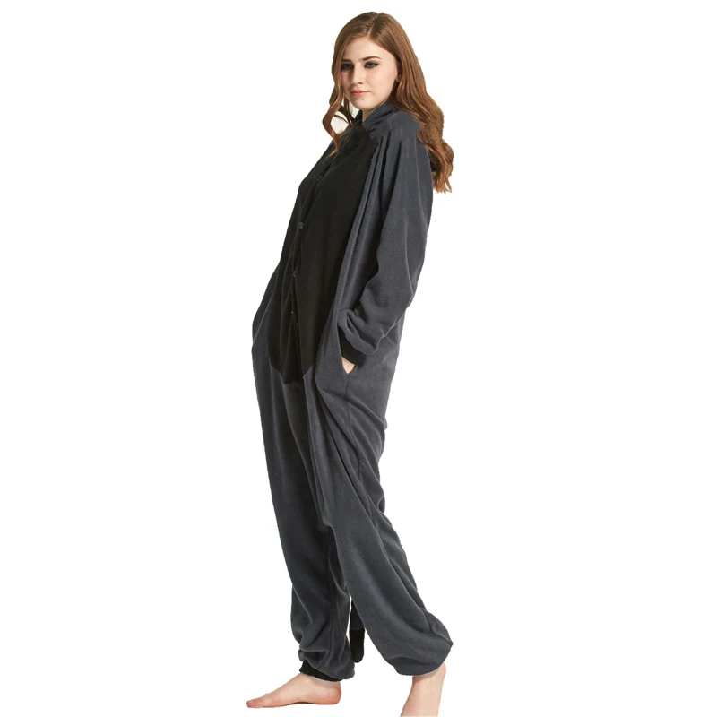 Прямая поставка серый черный Енот Onesie Kigurumi девушки Для женщин взрослых Пижама