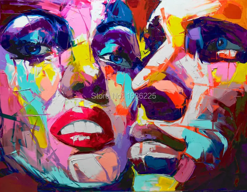 handpainted modern abstract paintings couple faces pictures figures face oil painting woman and man colorful face photos
