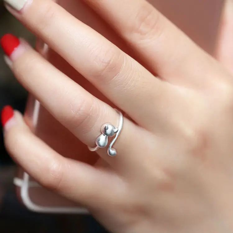 Серебряное кольцо из натуральной 925 пробы для молодой леди корейское модное с