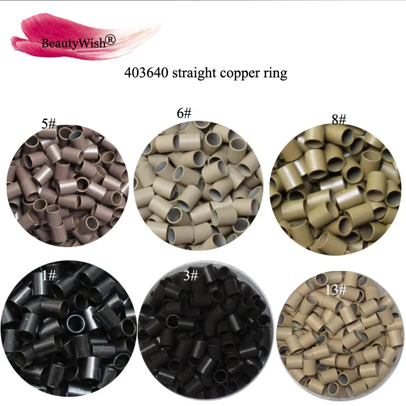 10000Pcs 4.0x3.6x4.0mm Straight Copper Micro Tubes Rings Black Brown Blonde Micro Beads for I tip Hair