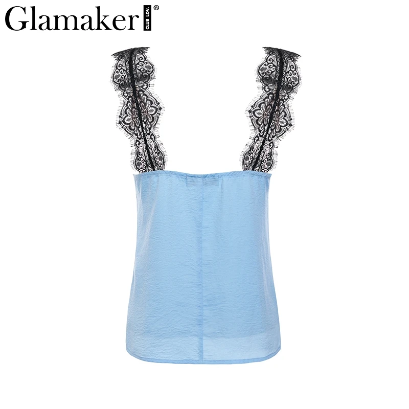 Glamaker, уличная одежда, атласный кружевной топ, топ, белый, женский сексуальный прозрачный топ с v-образным вырезом,, летний женский укороченный топ на бретелях для клуба