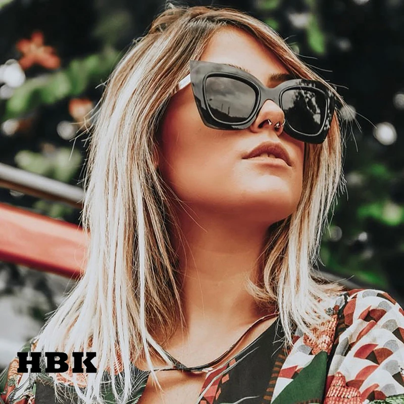 Женские и мужские очки в большой оправе HBK солнцезащитные кошачий глаз с защитой