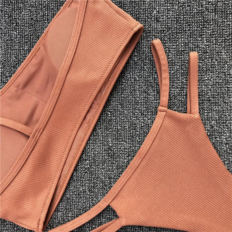 Бикини 2018 бикини для женщин Biquinis Feminino сексуальный однотонный купальник на одно