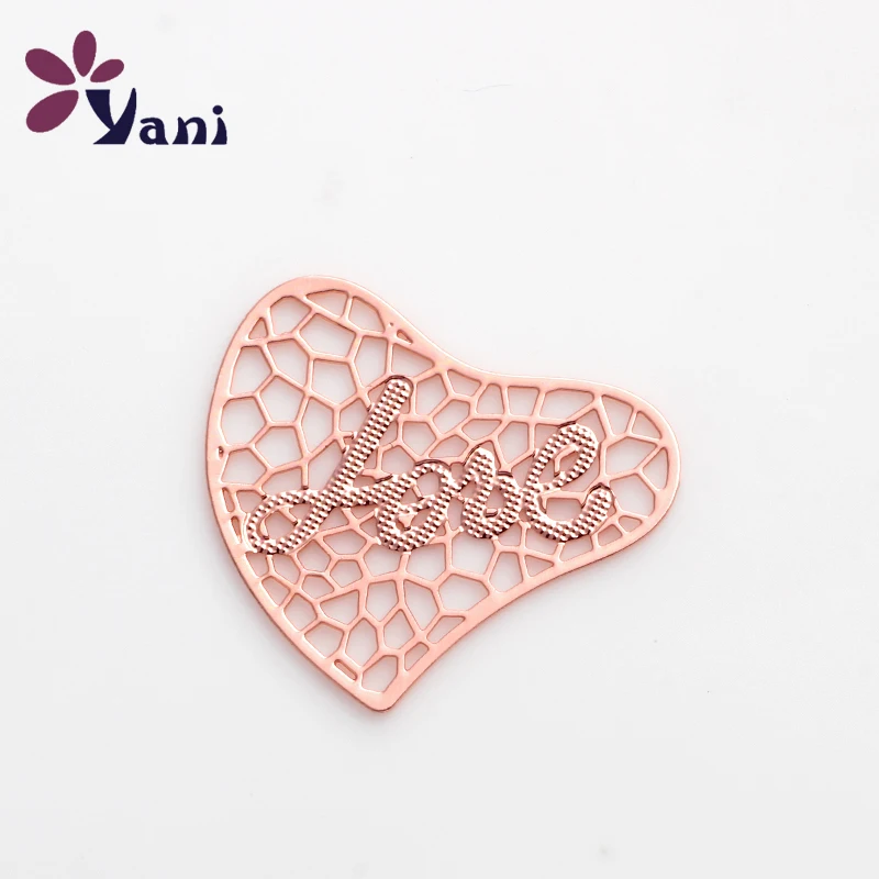 Новинка модные медные Подвески в форме сердца из розового золота 20 шт./лот