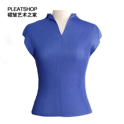 Лидер продаж модная однотонная плиссированная футболка миаке с