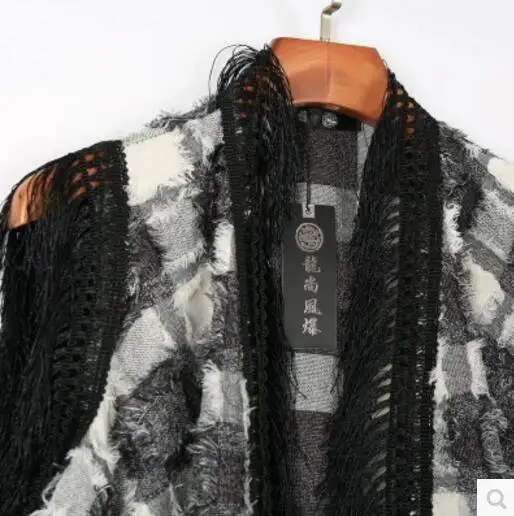 M-XXL! Мужской кардиган средней длины летний трендовый тканевый жилет в клетку