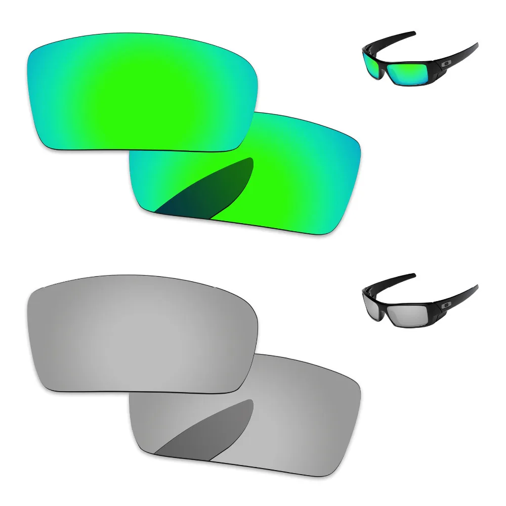 

Хромированные серебряные и изумрудные зеленые 2 пары зеркальные поляризованные Сменные линзы для Gascan, солнцезащитные очки в оправе 100% UVA и ...