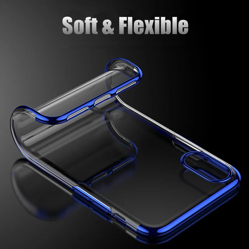 Luxury silicone transparent soft cases For iphone X 6 6s 7 8 Ultra Thin TPU plating case PLus protect shell |