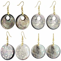 tumbeelluwa womens round abalone shell dangle drop earrings healing jewelry