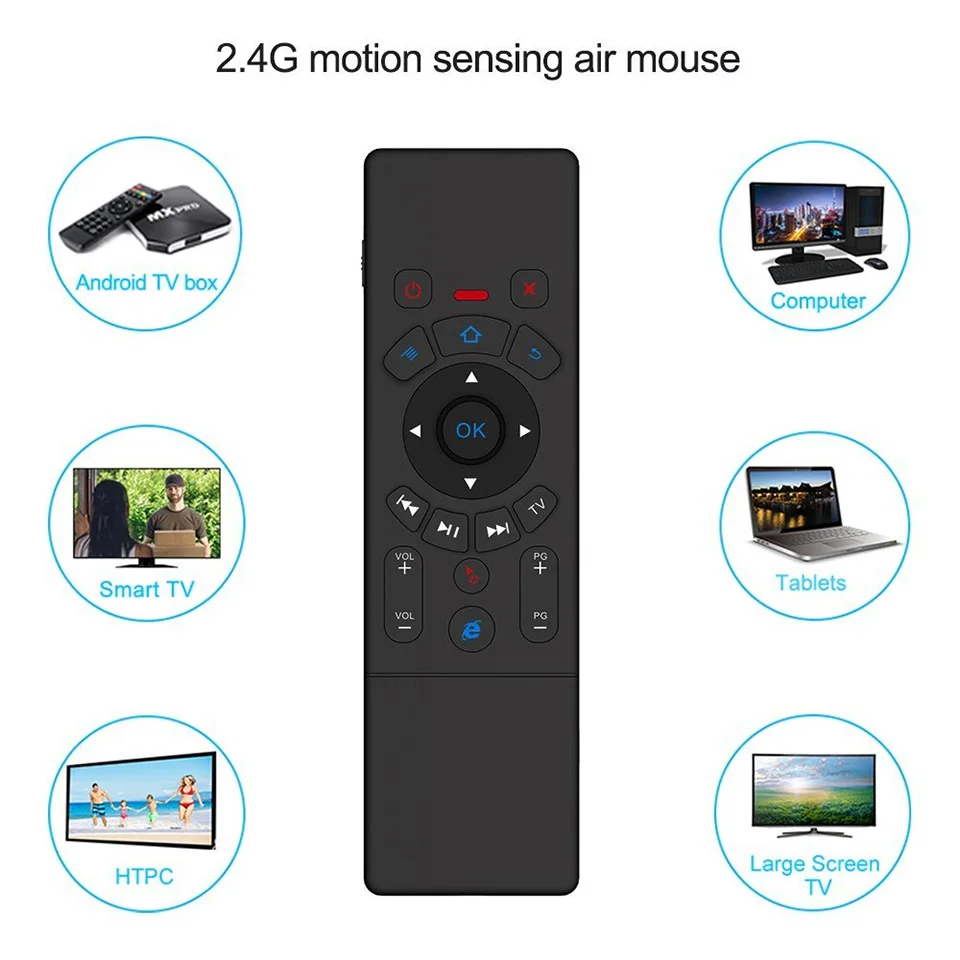 T6 Air mouse с беспроводной клавиатурой 7-цветной сенсорной панелью подсветкой и