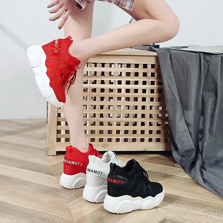 Новинка 2019 женская повседневная обувь на платформе сетчатые дышащие туфли