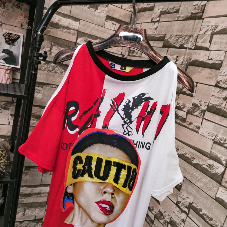 Для женщин High Street хит Цвет сращены футболка платье Новинка отверстия плеча