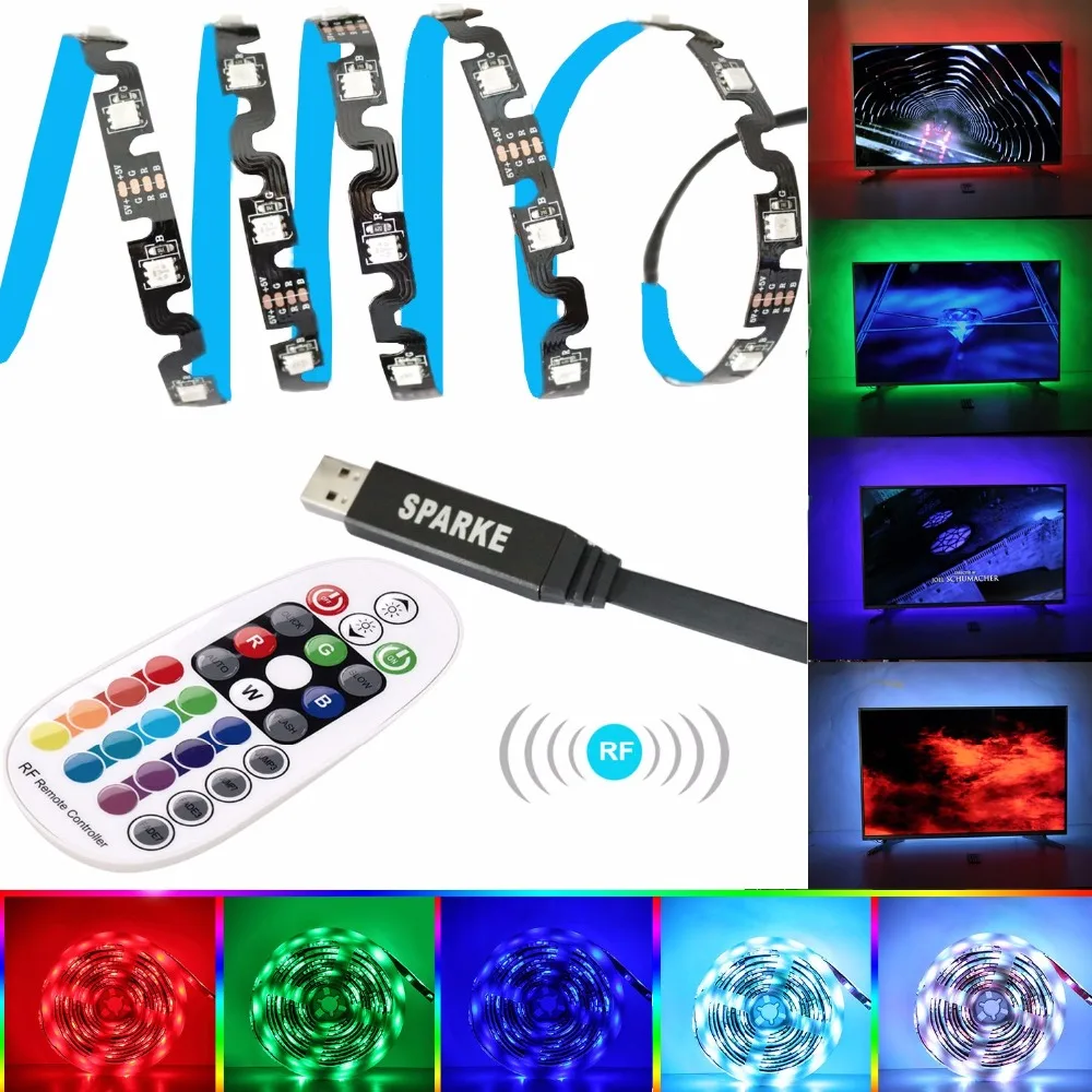 LED RGB TV Подсветка USB S форма Светодиодная лента комплект осветительных приборов