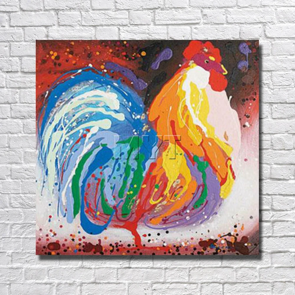 

Canvas Chicken Oil Painting Home Decor Living Room Decor Fine Art Pictures With Framed Painting Ready to Hang Artwork