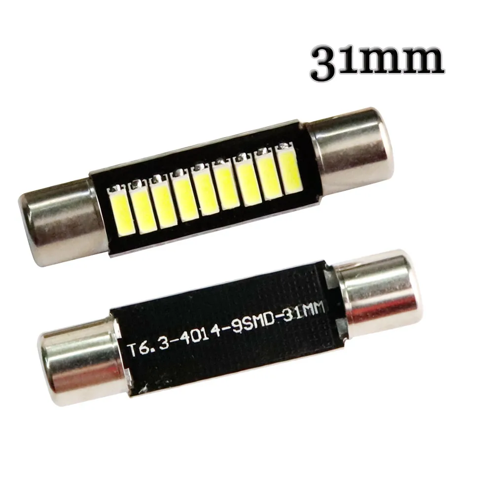 100 шт. T6 T6.3 9 SMD 4014 C5W Фестонный купольный светодиодный светильник для чтения 28 мм 31