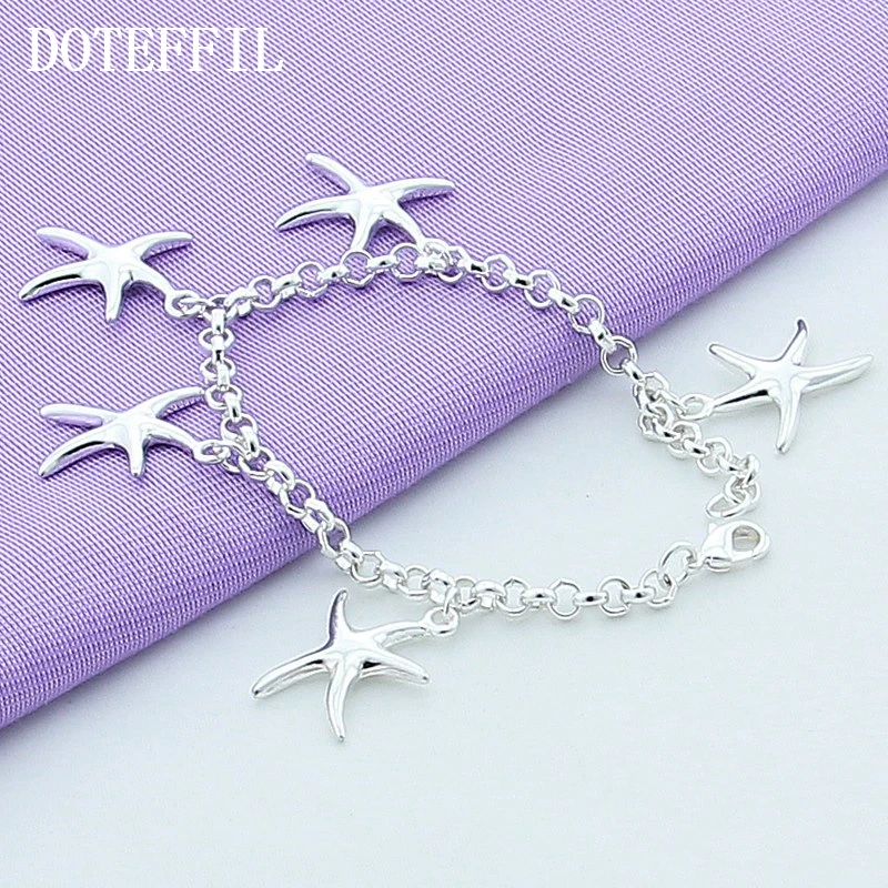 Женский браслет DOTEFFIL из серебра 925 пробы с пятью морскими звездами|sterling silver