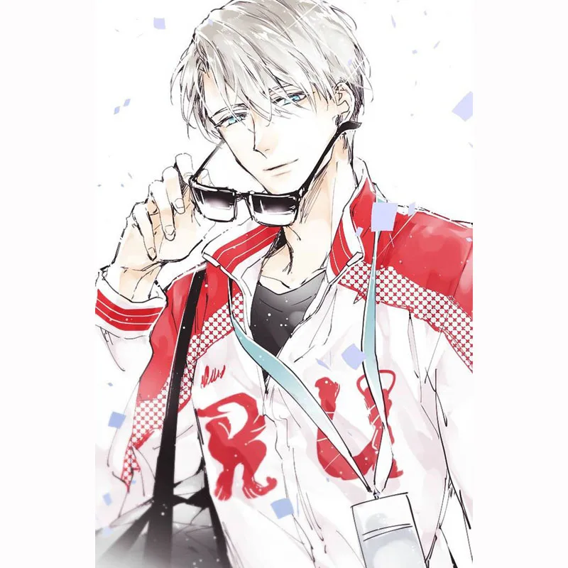 Yuri on ice Косплей Костюм Виктора Никифорова толстовки аниме пальто Красная теплая
