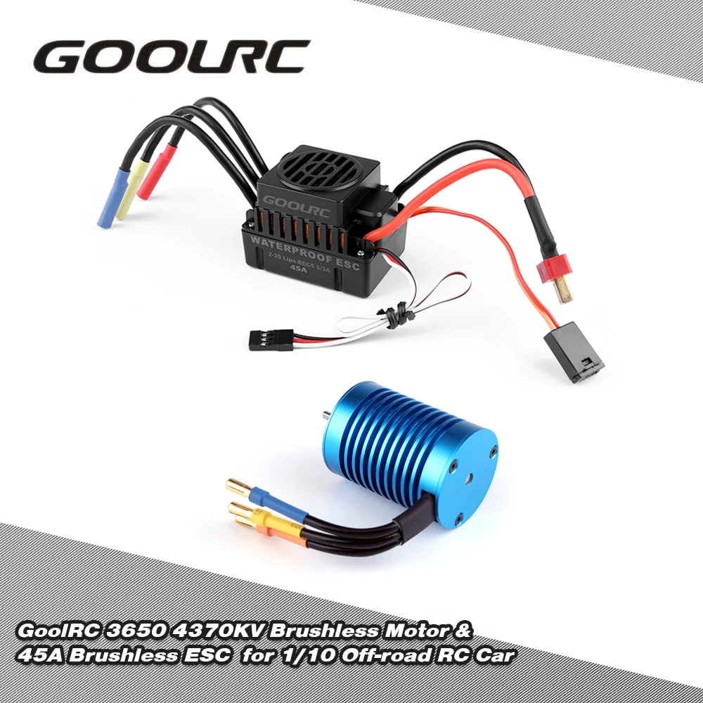 Оригинальный Бессенсорный бесщеточный двигатель GoolRC 3650 4370KV 4P и 45A ESC для 1/10