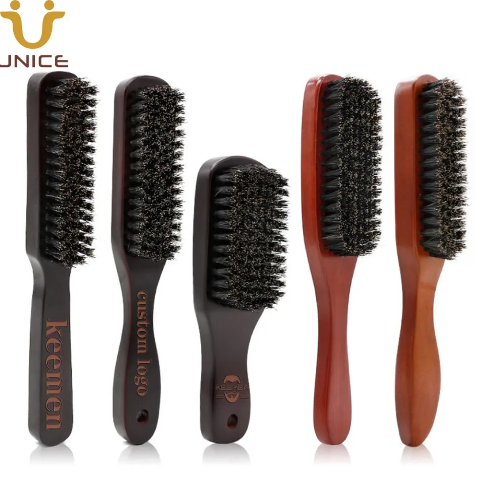 

50pcs/lot New Arrivel Men Brush Wooden Long Handle Beard Brush with Boar Bristle Customized LOGO Facial Hair Brushes for Men