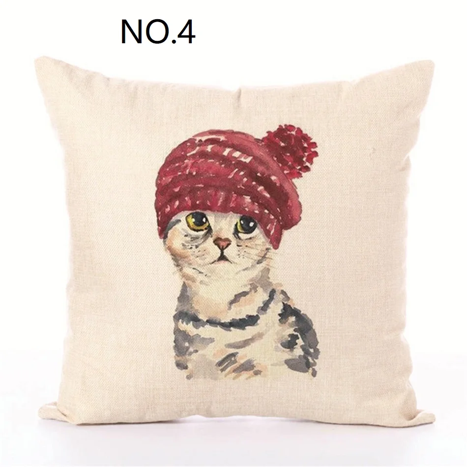 pillow cover 18 Милая льняная наволочка для подушки с рисунком кота и красивая модная квадратная удобная домашняя декоративная наволочка с изображением кота - Цвет: pillow cover 18