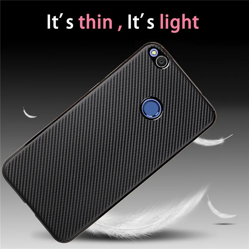 WolfRule Huawei P9 Lite 2017 Case P8 Cover Luxury Full Protection Carbon Fiber TPU For |