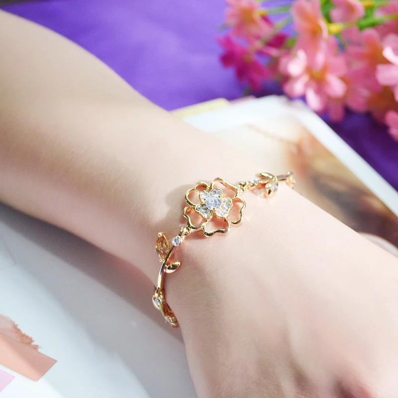 W232 AAA Цирконий Trefoil цветок женские браслеты Роскошные ювелирные изделия оптом 2017
