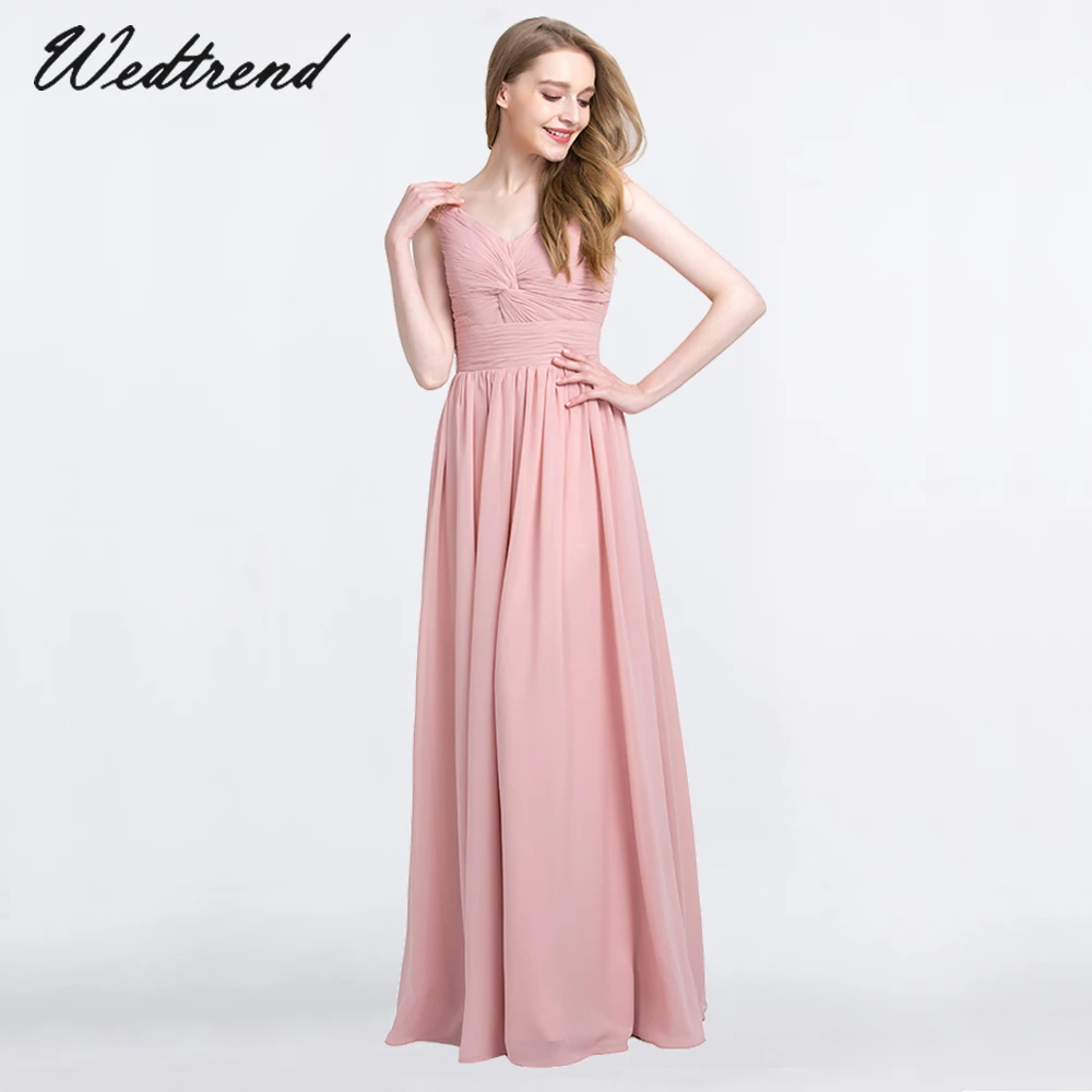 Wedtrend Cheap Floor Length Evening Dress Simple Pleated Chiffon Formal Dresses Gown vestido de noche | Свадьбы и торжества