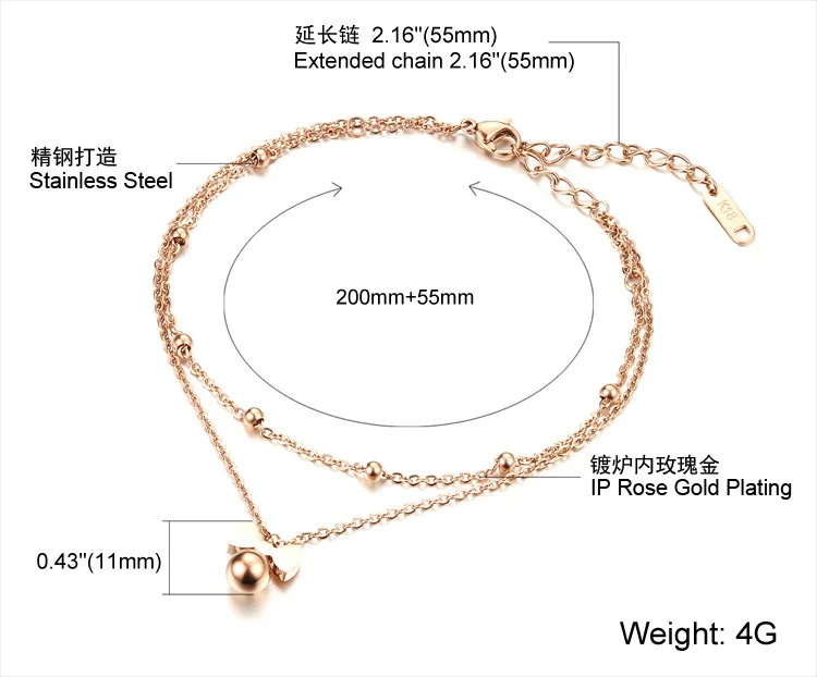 Нежный бантик женские ножные браслеты классические розы из нержавеющей стали