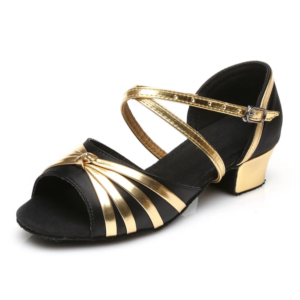 New Brand Strip Latin Dance Shoes For Women Children Ballroom Tango salsa girls Dancing shoes Low Heels Comfortable 17-25CM