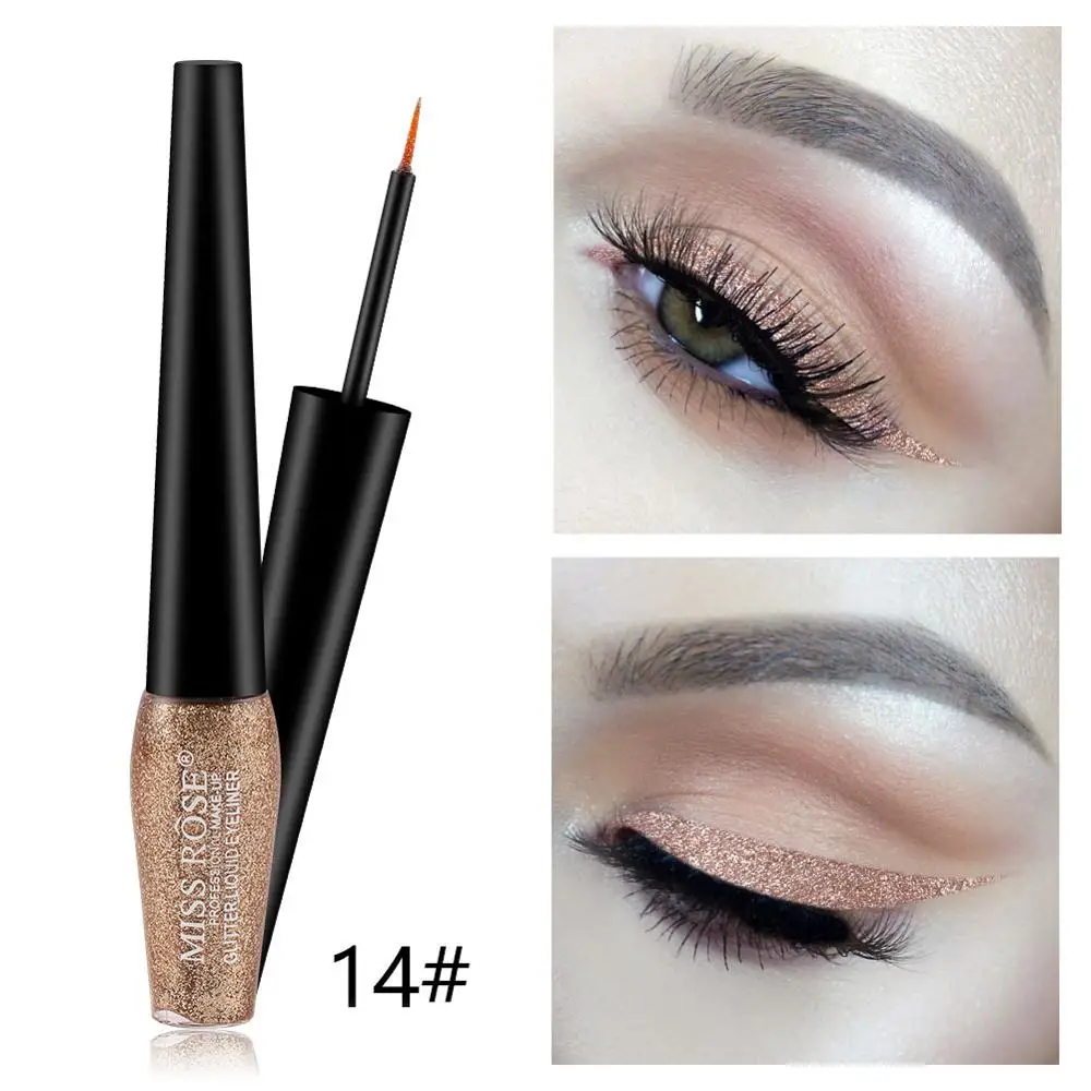 Блестящая подводка для глаз Miss Rose gold водостойкая 9 цветов белая серебристая