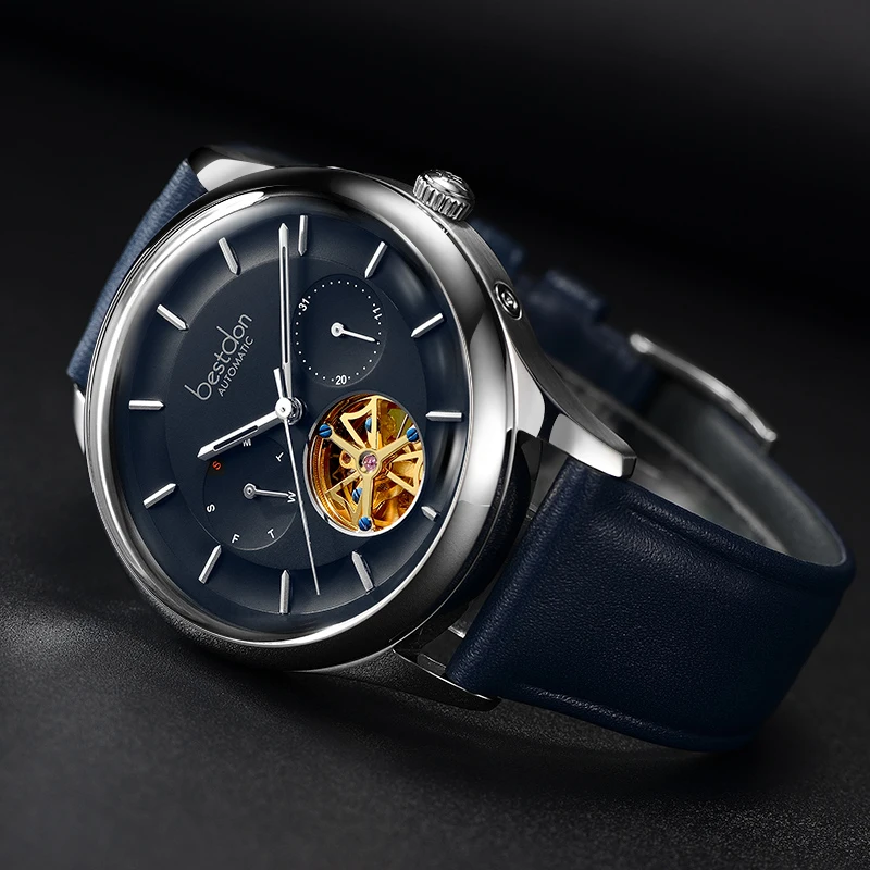 Bestdon Tourbillon Лидирующий бренд Мужские механические часы Автоматические спортивные