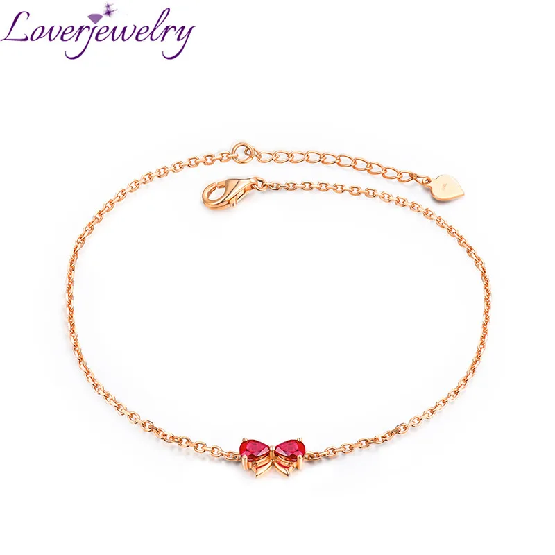 Loverjewelry, женский браслет, груша,, красный рубин, настоящий, 18 К, розовое золото, браслет, прекрасный дизайн, хорошее ювелирное изделие для девочки, рождественский подарок - Цвет камня: Red Ruby Bracelet