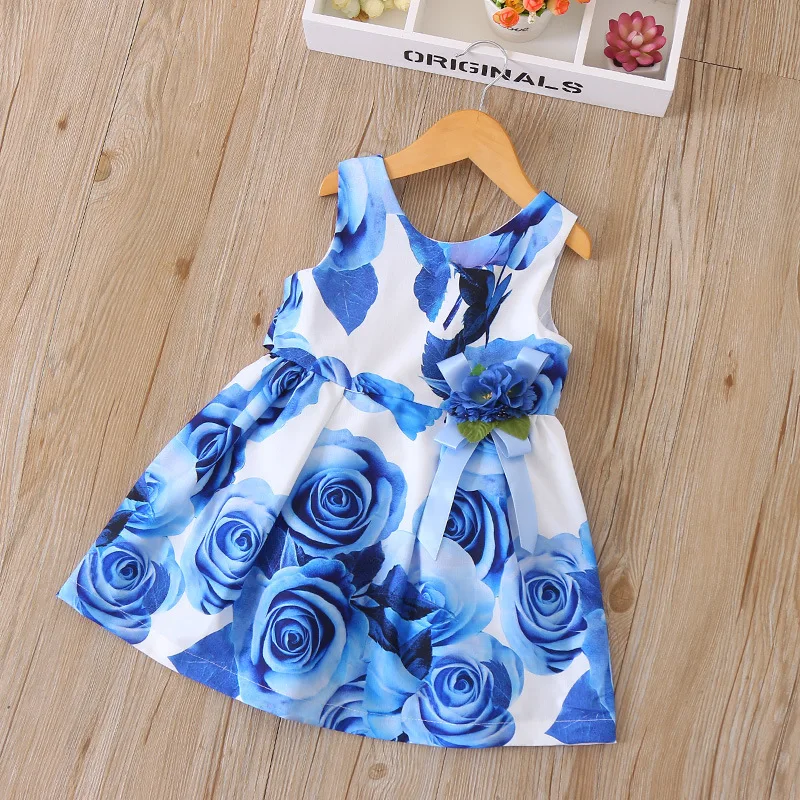 Детское Хлопковое платье с розами ТРАПЕЦИЕВИДНОЕ принцессы детские костюмы