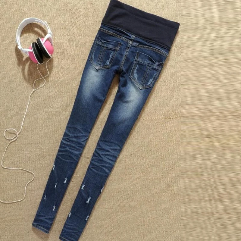 джинсы для беременных одежда Узкие прорезиненная тесьма на поясе деним