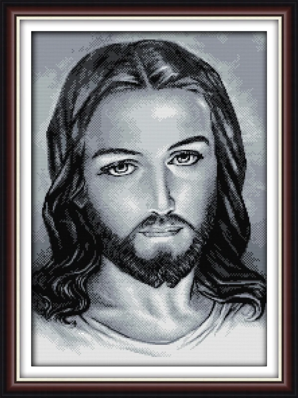 Jesus black-and-white edition home decor people Cross Stitch kits 14ct white 11ct print embroidery DIY handmade needlework wall | Дом и сад