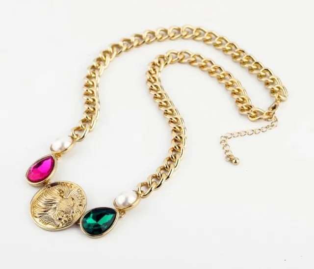 2014 New Unique Design Women Colorful Rhinestone Gold Chain Chunky Choker Bib Statement Necklaces N1507 | Украшения и аксессуары